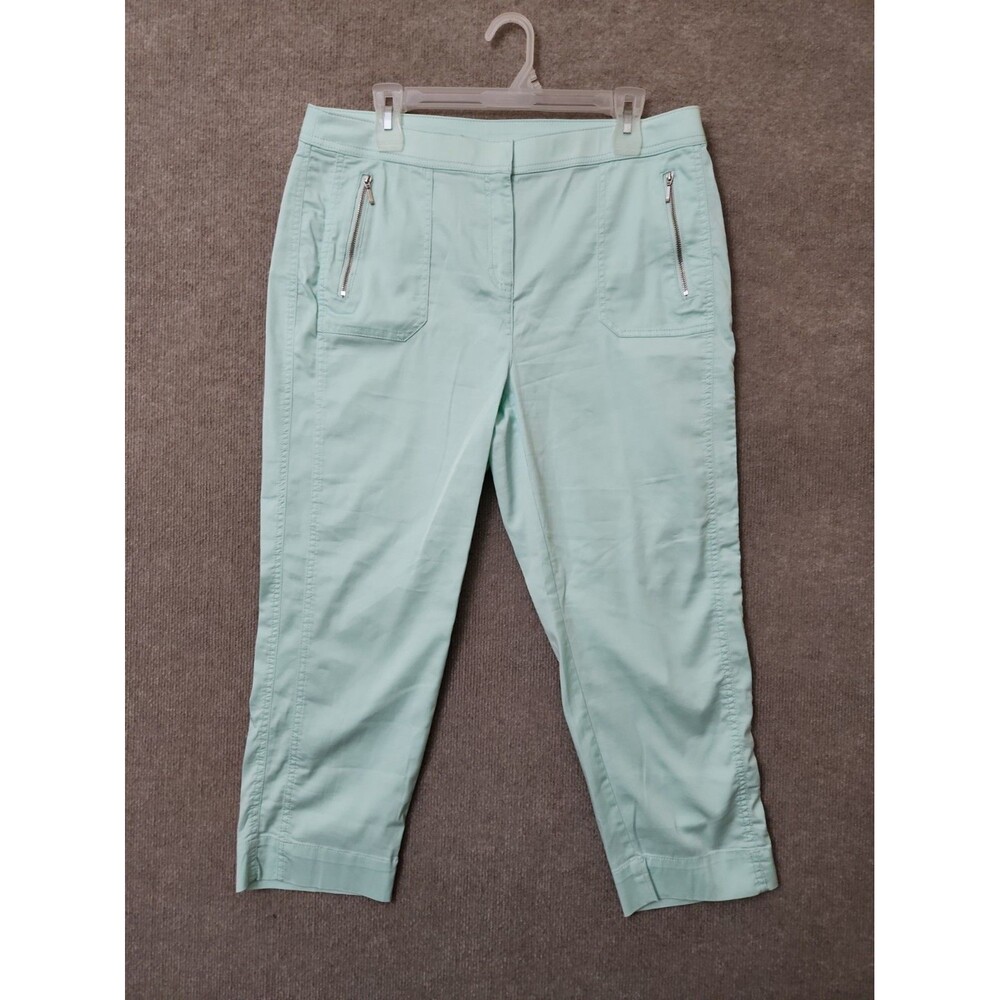 Chicos Zenergy Capri Pants Womens 1.5 US 10 Turquoise Lightweight Zip Pockets